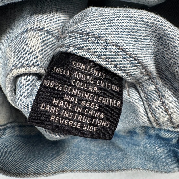 Dunbrooke Jacket Mens Large Blue Jean Barn Embroidered Leather Collared Vintage - Picture 5 of 16